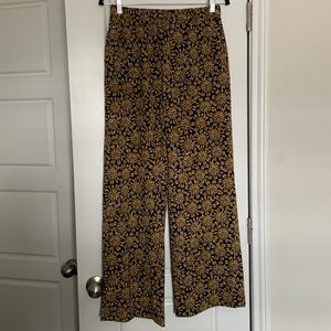 Michael Kors Elastic Waist Brown Floral Print Pants Size Small